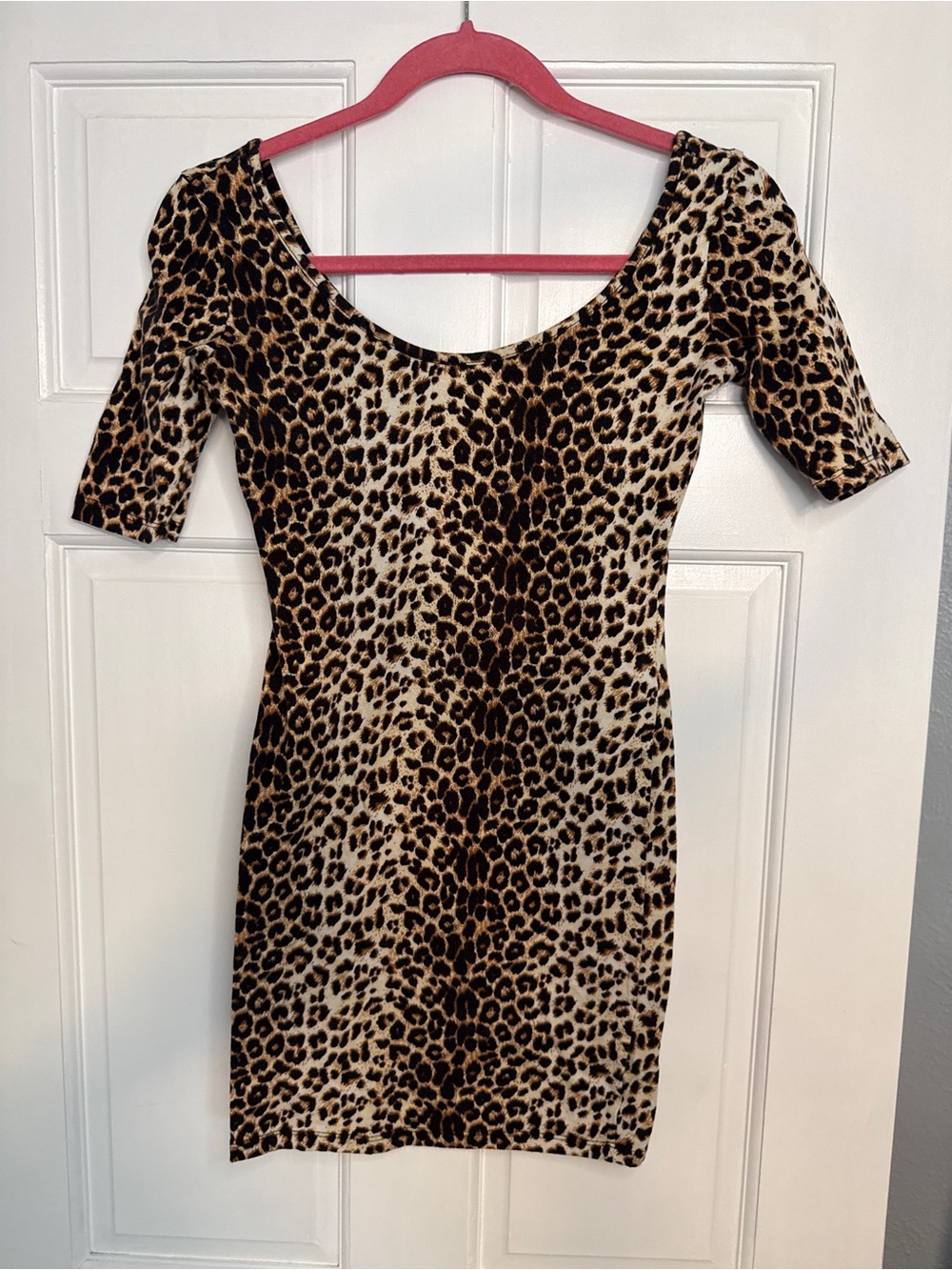 Cherish Leopard Print Scoop Neck Midi Dress - Brown/Black
